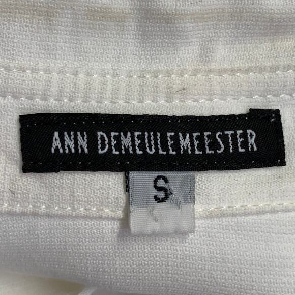 ANN DEMEULEMEESTER Size S White Cotton Linen One Pocket Long Sleeve Shirt - Picture 5 of 9